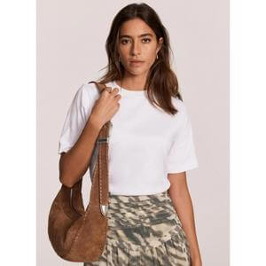 Mint Velvet Brown Suede Western Buckle Sling Bag